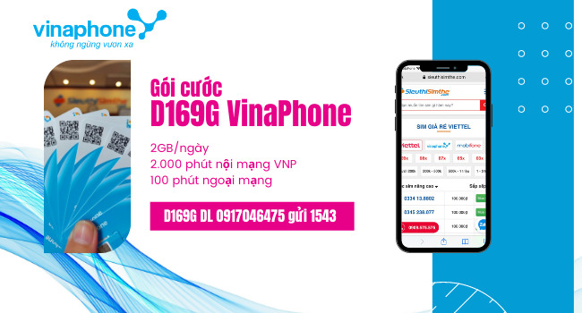 Gói cước D169G VinaPhone  với 2000 phút nội mạng miễn phí