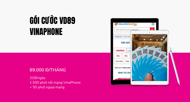 Gói cước VD89 VinaPhone chỉ 89k/tháng gọi miễn phí 1500 phút